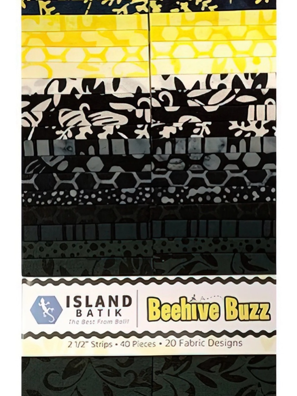 Beehive Buzz cotton batik strip set / jelly roll by Island Batik